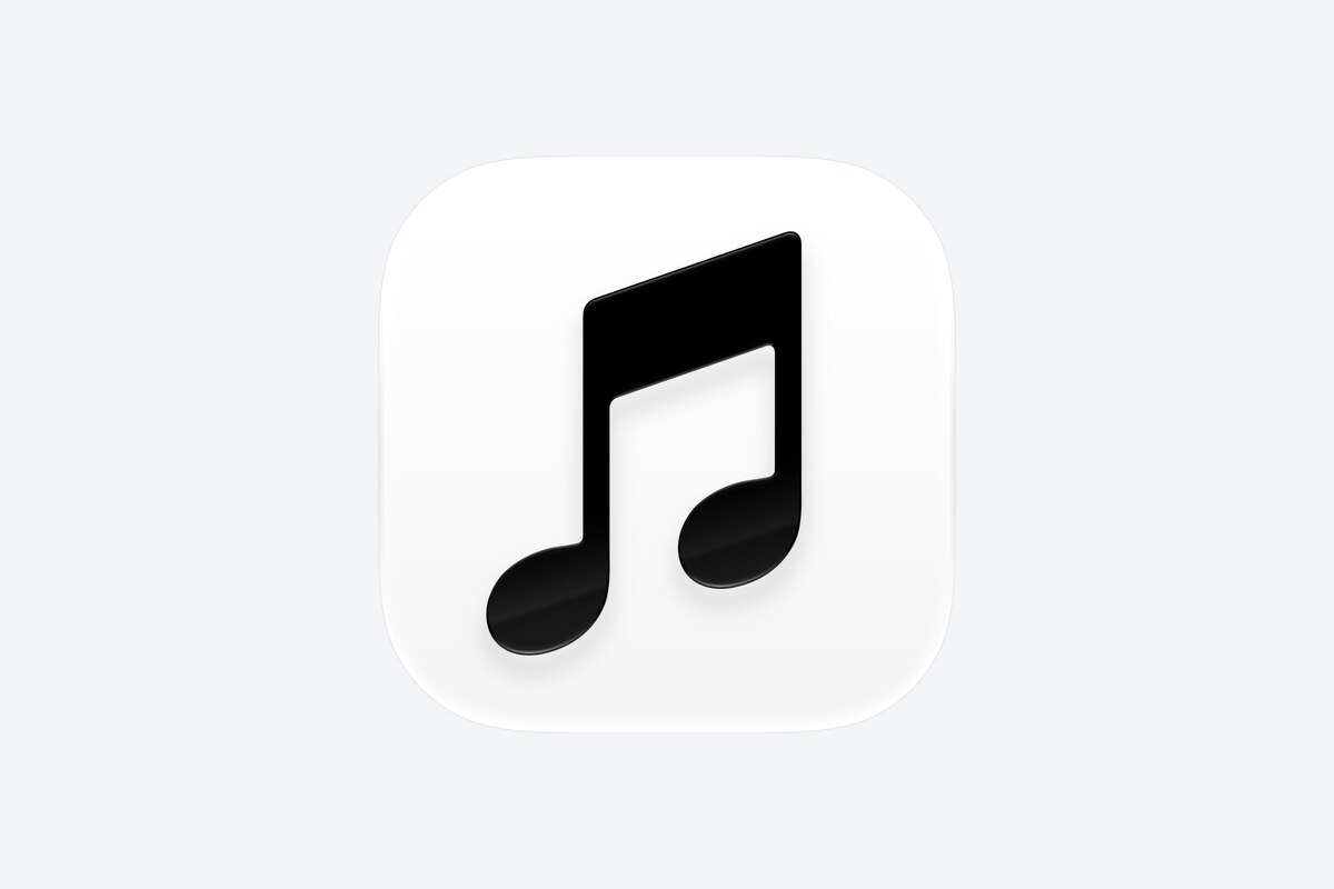 أيقونة تطبيق Apple Music: علامة موسيقى سوداء على خلفية بيضاء